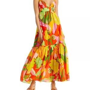 FARM Rio Neon Vibrant Floral Maxi Dress